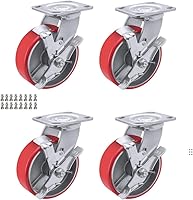 LIBEROLL Heavy Duty 5" Industrial Polyurethane Casters with Brake, 5000 LB Capacity Set of 4 for Workbenches & Equipment