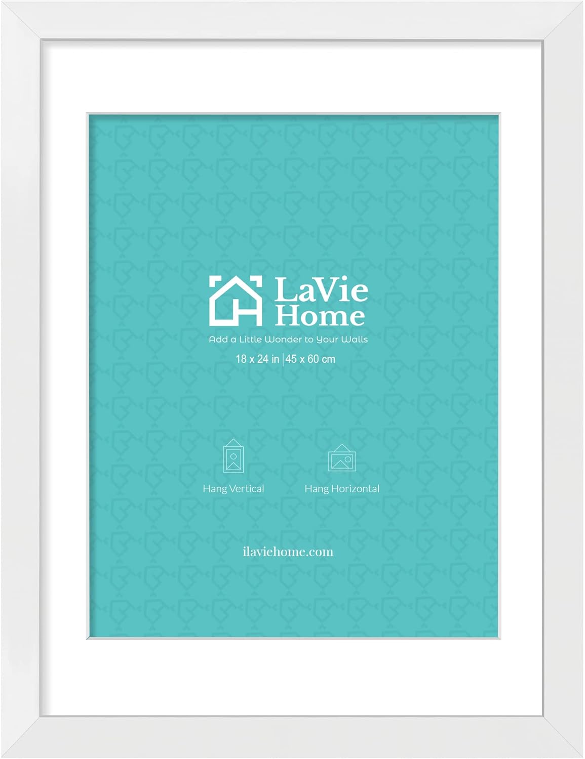 LaVie Home 18 x 24 Poster Frame White, Display Pictures 16x20 with Mat or 18x24 Without Mat, Stable and Sturdy Picture Frame and Polished Plexiglass, Horizontal and Vertical Format of The Wall?1 Pack? 18x24 White