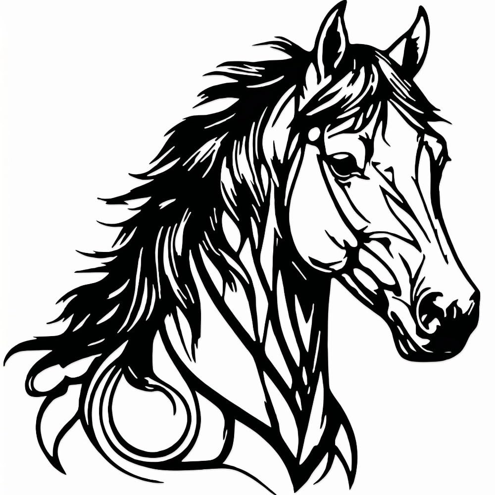JILIP Metal Horse Head Wall Decor, Geometric Iron Sculpture Retro Decor, Outdoor Hanging Wall Art, Home Decor for Living Room, Outdoor Garden(11.8IN/30cm)