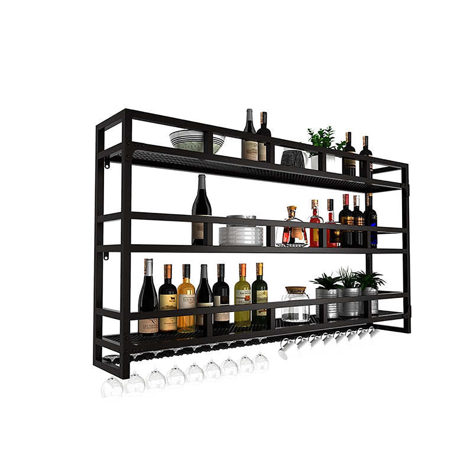 Casier à vin mural avec lumières LED grand format pour rangement bouteille cuisine