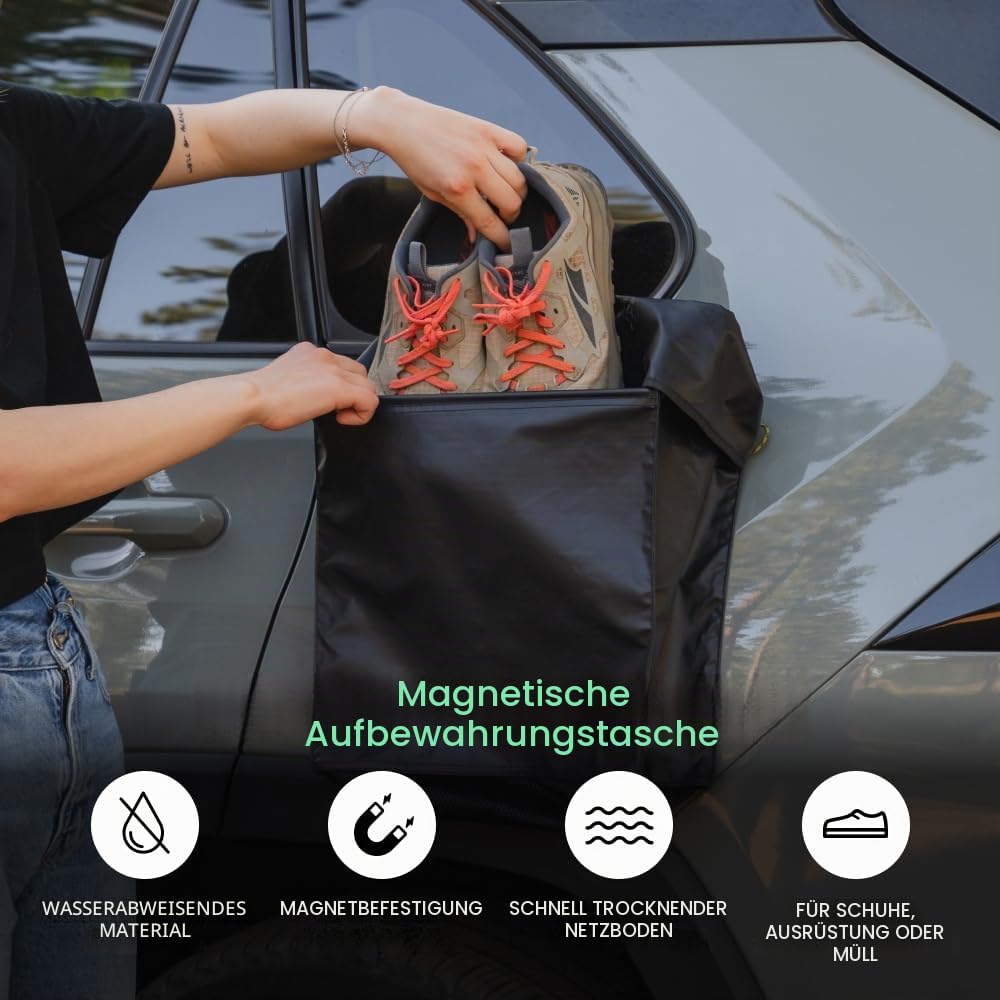 Luno Magnetische Aufbewahrungstasche für Ausrüstung und Schuhe – wasserabweisend, magnetische Befestigung, schnell trocknender Netzboden | schnelle und einfache Installation | Ideal für Schuhe