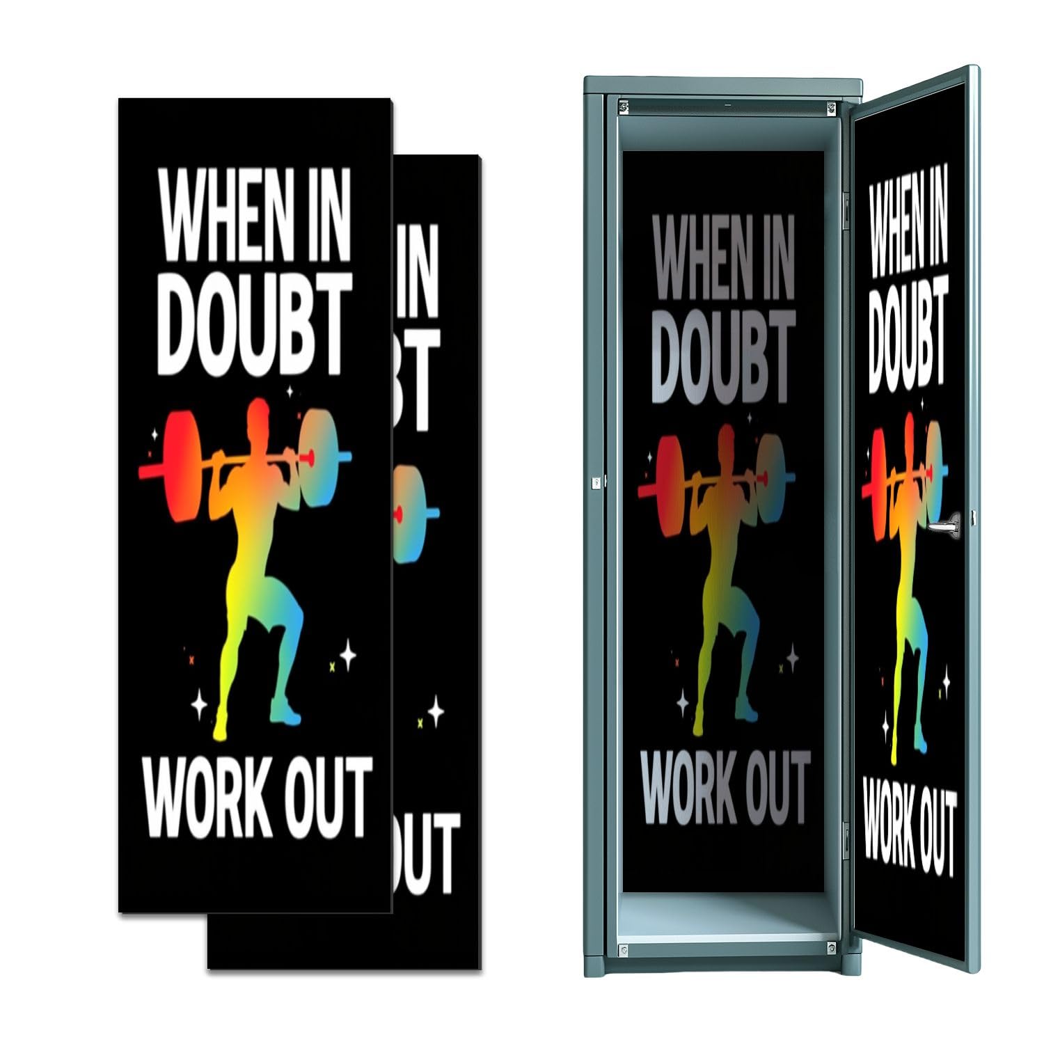 2 Pcs Locker Magnetic Wallpaper Motivational Workout Positive Canvas Art Exercise Classroom 12" x 36" Wall Magnetic Sticker Removable Locker Accessories Decor Easy Install for Office School
