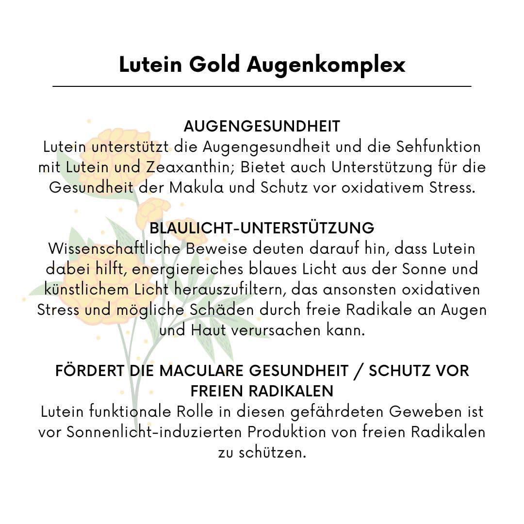 Lutein 50mg mit Zeaxanthin, Beta Carotin, Vitamin A & B2, Piperin | 365 Kapseln | Augengesundheit & Blaulicht-Schutz | Gentechnik- & glutenfrei | von nutrive pharma