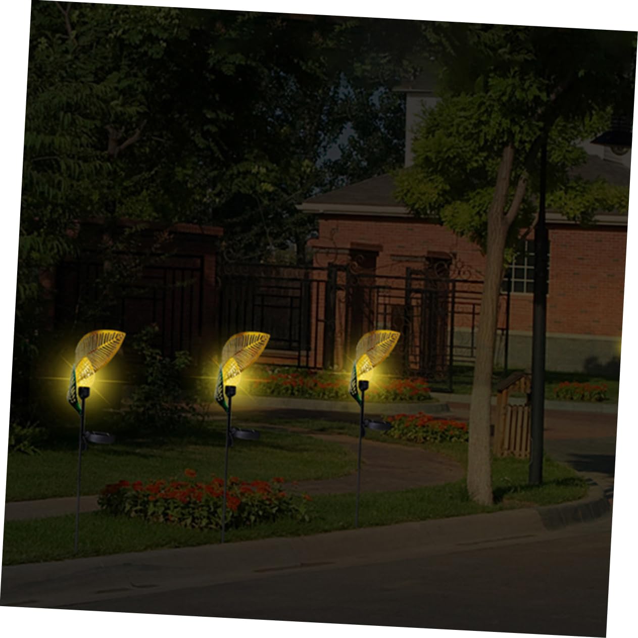 HANABASS Solar Leaf Decorative Garden Lamp Outdoor Lawn Light Plug-in Lamp Rustic Solar Garden Lights Easy Grounding Automatic Night Lighting