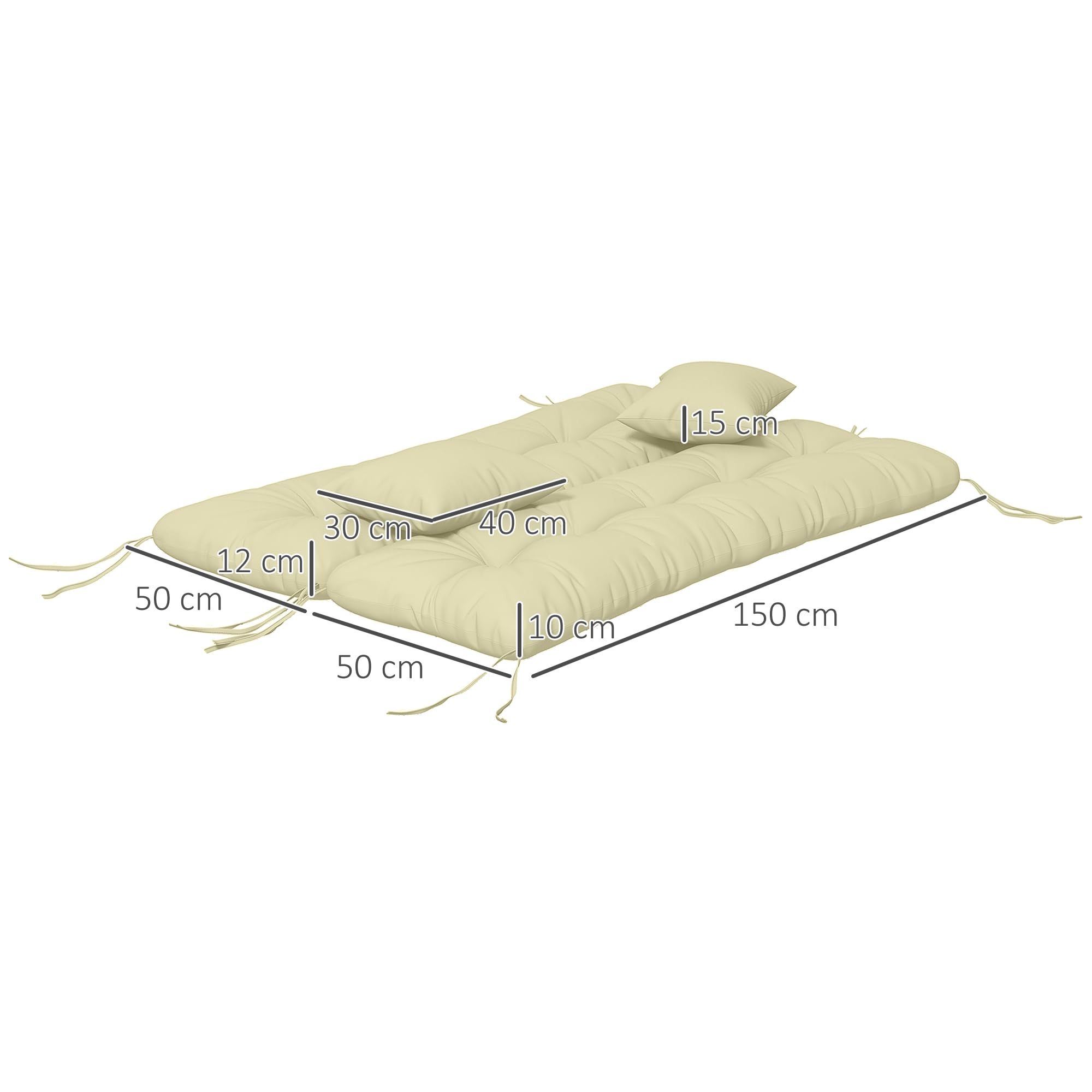 Outsunny Ensemble de 4 Coussins d'Extérieur pour Balancelle de Jardin Crème | Coussin d'Assise, de Dossier, 2 Oreillers
