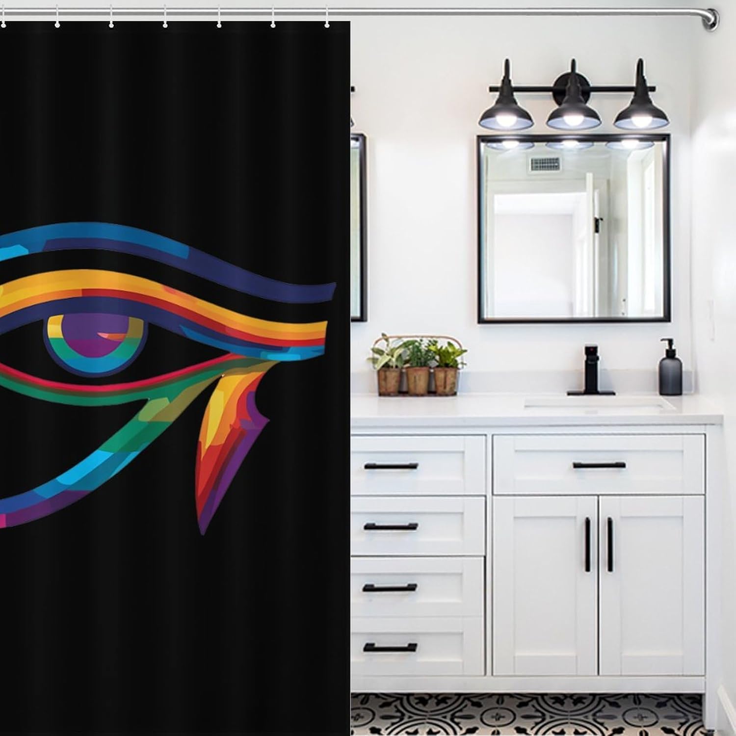 Egyptian Hieroglyphic Eye of Horuses Shower Curtain 46.85x70.87Inch（119x180cm） Polyester Bath Curtain Shower Curtains Printed Decorative