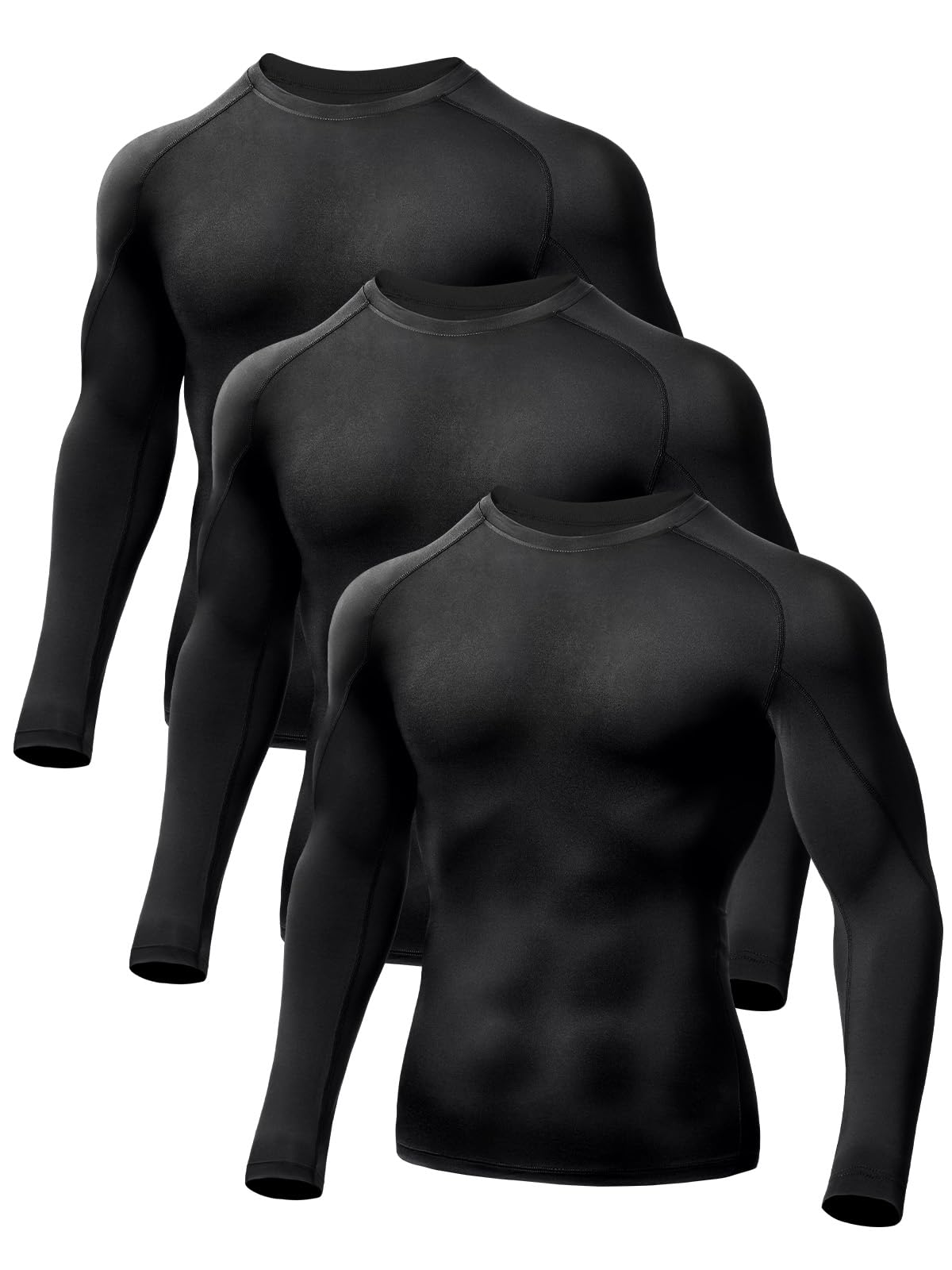 【ブラックフライデー】【15%OFF+40%OFF】【1,835円】 Odoland メンズ 長袖丸首 吸汗速乾 加圧 コンプレッションウエア 3枚組