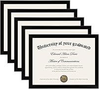 upSimples 8.5x11 Certificate Diploma Frames Black 5-Pack HD Glass Wall Tabletop Display