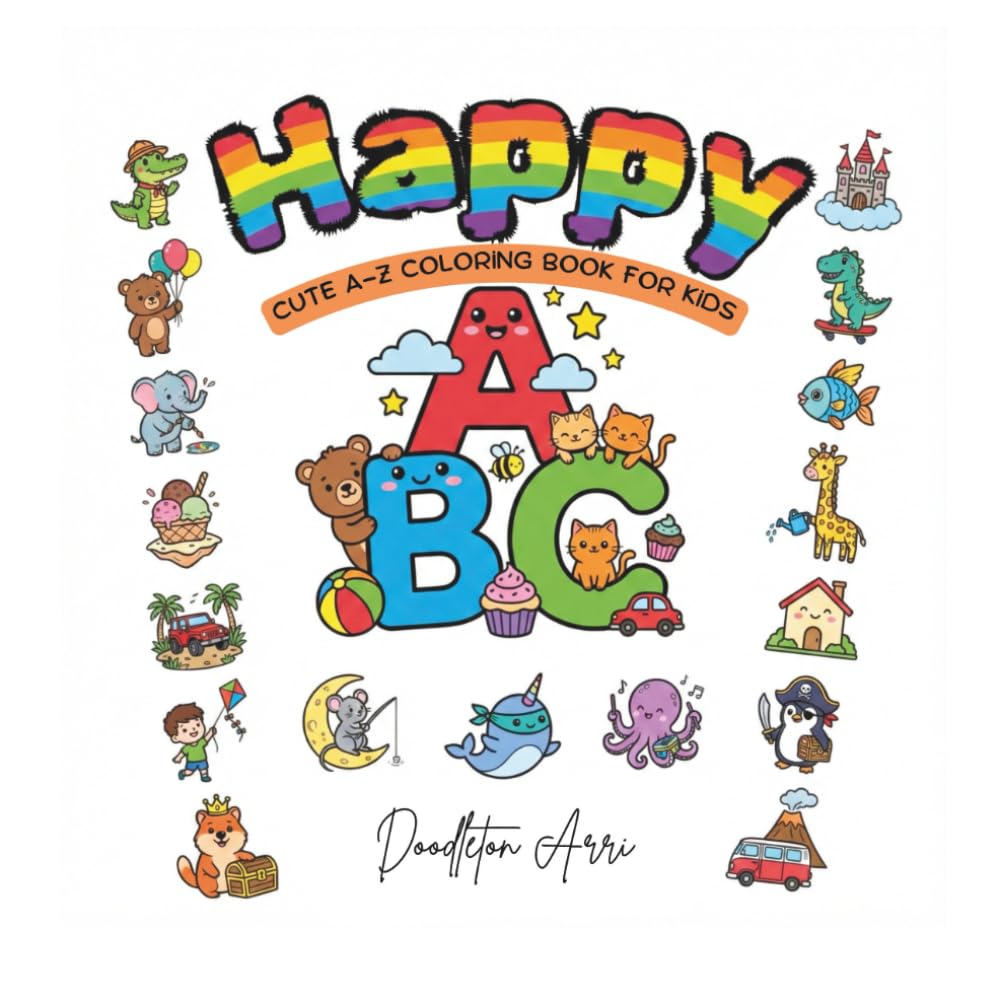Happy ABC: Cute A–Z Coloring Book for Kids