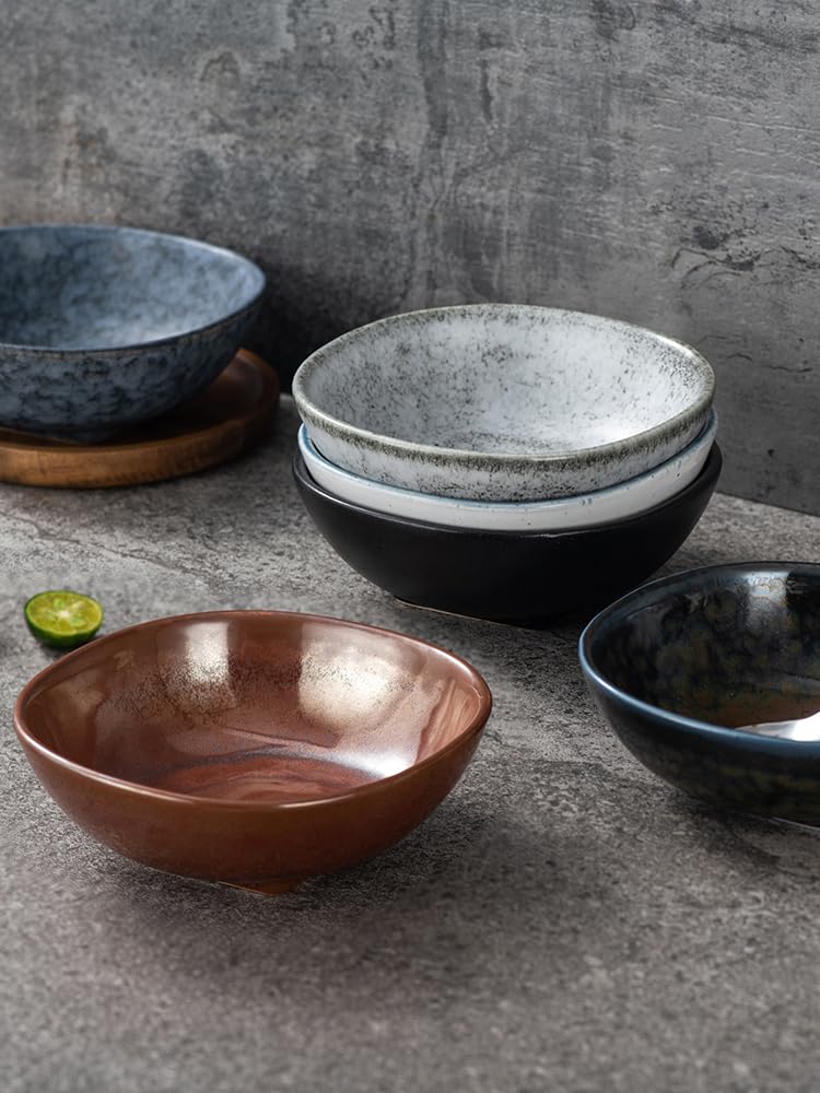 Talerz na przekąski Pojemniki na przekąski Kreatywna japońska ceramiczna miska deserowa Miska na dodatki domowe Retro 5-calowa miska Talerzyki deserowe Taca na przekąski(A)