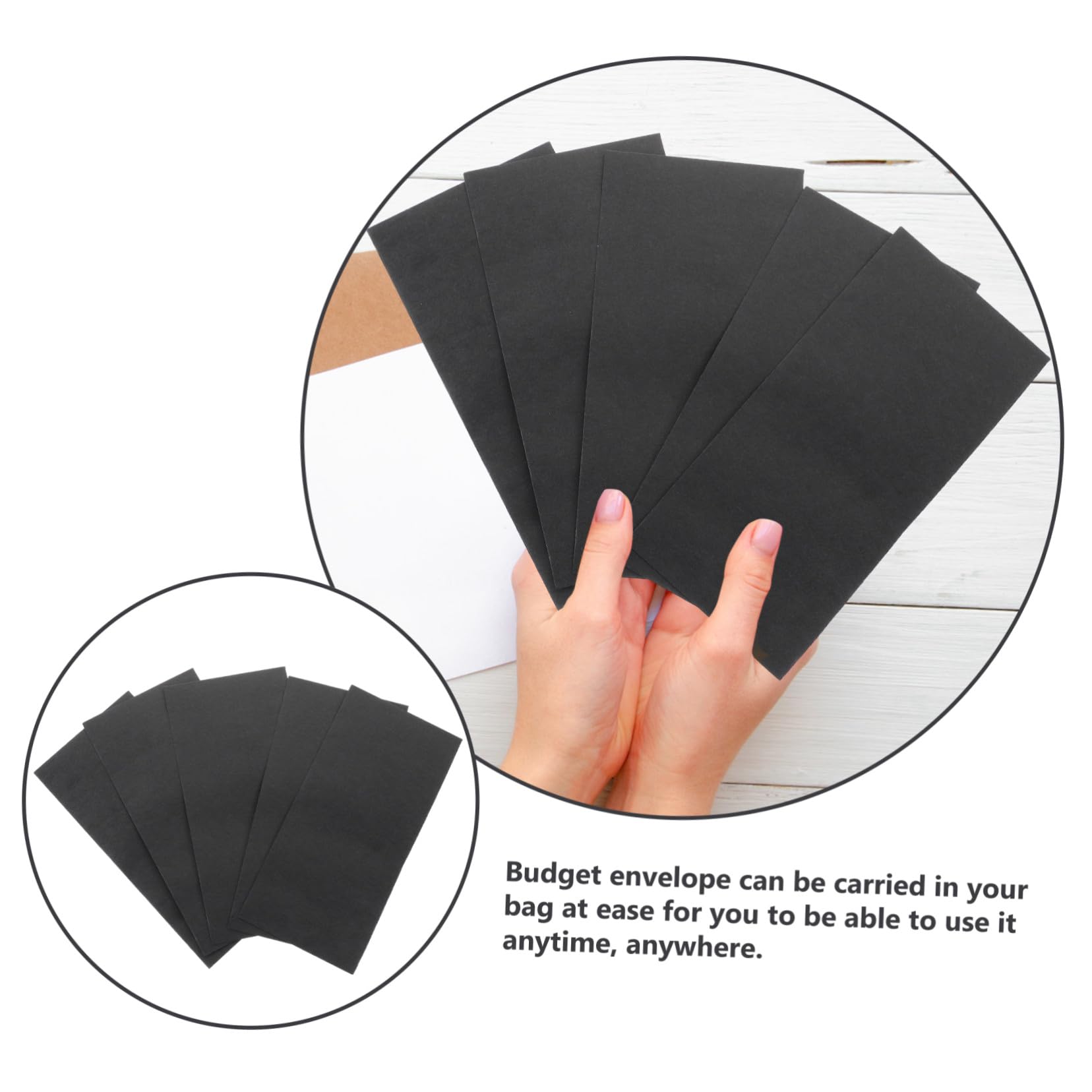 120 pièces Enveloppes Autocollantes pour Espèces Format Compact Organisateur et Pochettes de Trésorerie pour Défis Épargne Papier Résistant Noir Style Chinois