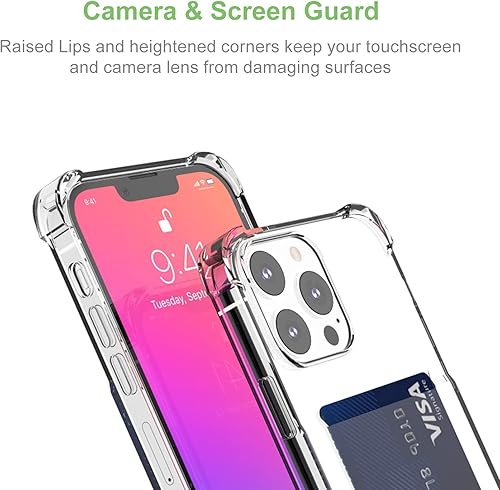 Miniatura 4 de Funda transparente para tarjeta para iPhone 13 Pro Max, funda protectora a prueba de golpes TPU delgada con tarjetero