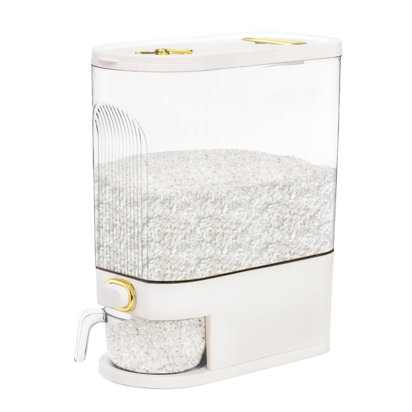 CVdrtyED Dry Food Cereal Dispenser Grain Storage Container With Measuring Cup Cylinder Household Kitchen Organization For Cereal Pantry Rice Container