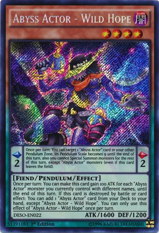 Amazon.com: YU-GI-OH! - Abyss Actor - Wild Hope (DESO-EN022) - Destiny  Soldiers - 1st Edition