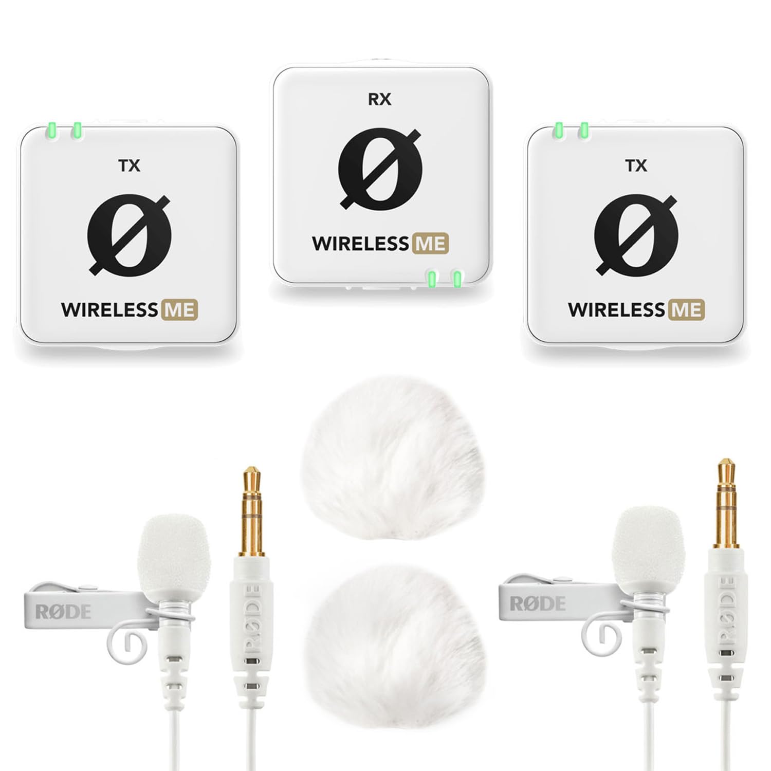 Rode Wireless ME Dual - Micrófono inalámbrico (incluye 2 micrófonos lavalier GO blancos y 2 protectores de pelo Keepdrum), color blanco