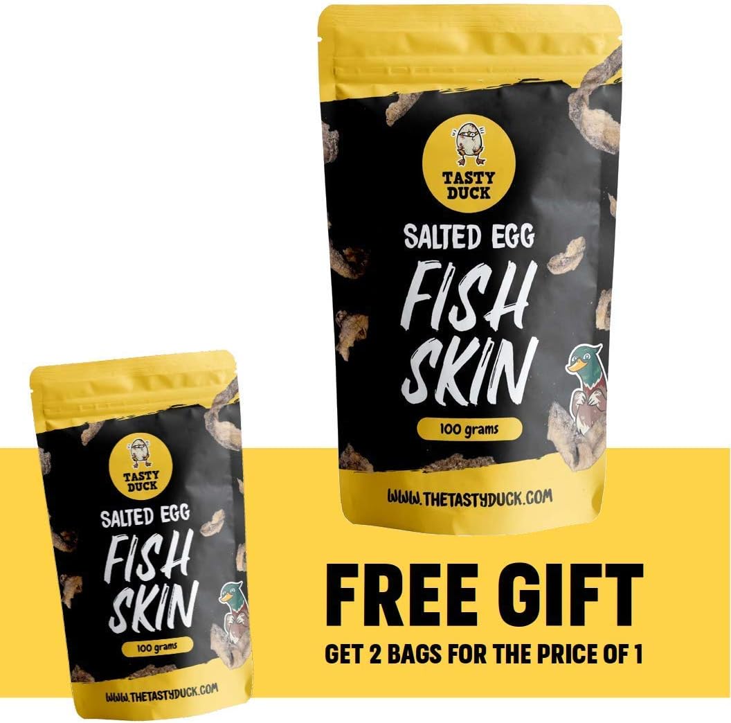 Tasty Duck SALTED EGG Fish Skin Chips - EXTREME Salted Egg Flavor (BONUS: BUY 1 GET 1 FREE)