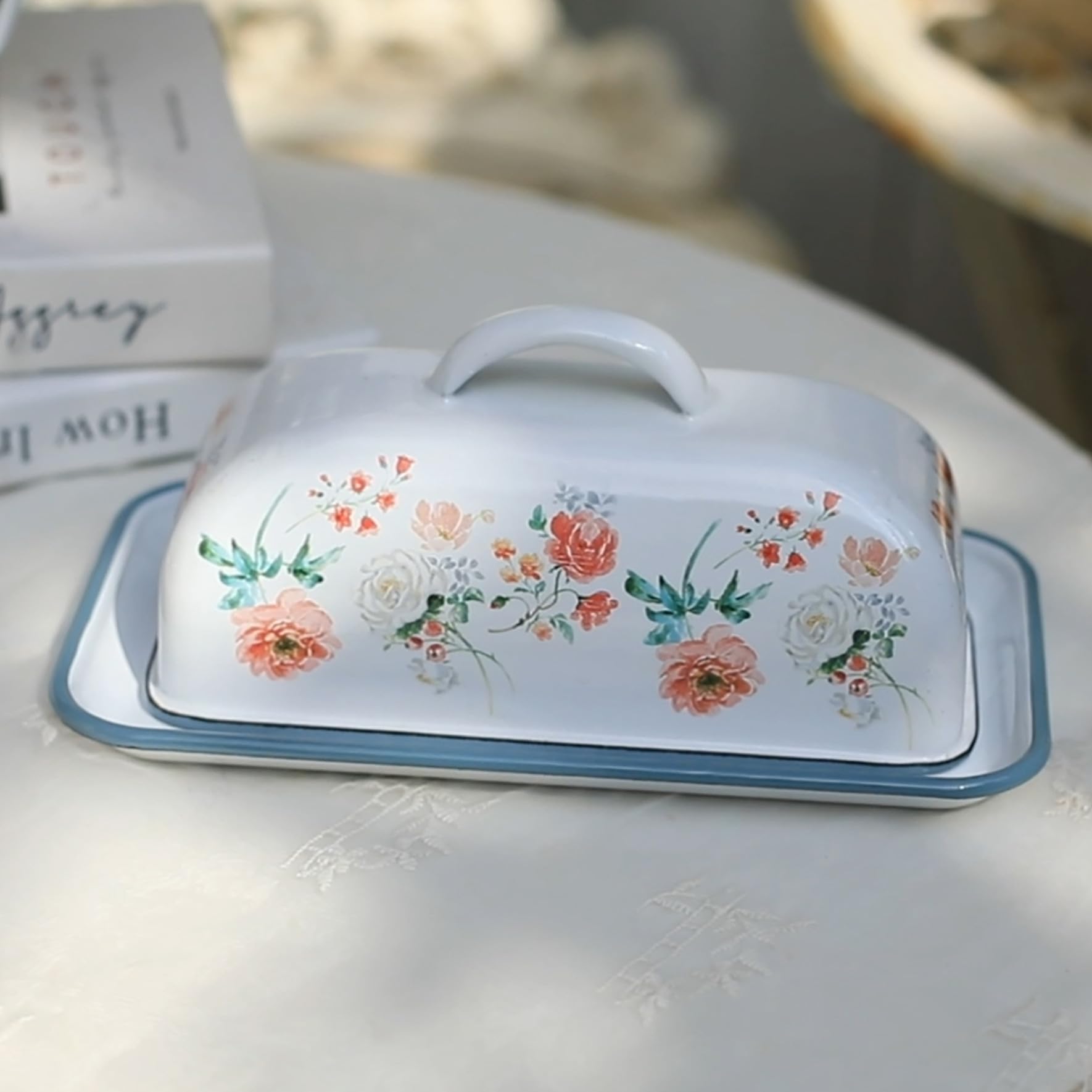 Amazon.com | Enamel Butter Dish with Lid Vintage Enamelware