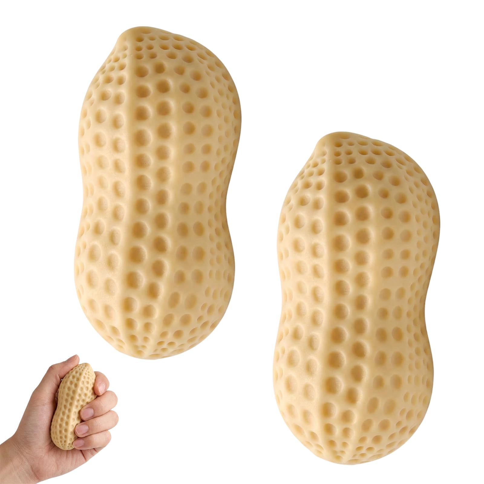 2 Pcs Peanut Squishy for Stress Relief, Crunchy Squishy Sensory Fidget for Anxiety Management, Slow Rising Squishies for Focus Enhancement