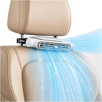 Car Seat Ac Fan Portable USB Mini Backseat Headrest Cooling Fans for Driver & Passenger 3 Adjustable Wind Speeds Quiet Personal Operation Vehicle Fans for Car Office Summer TravelBeige