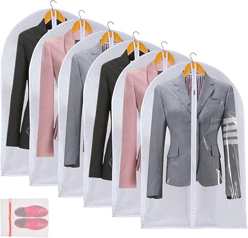 Vista 33 de Bolsa de ropa transparente para almacenamiento en el armario, bolsas de vinilo para colgar ropa, bolsas cortas para colgar ropa, fundas de abrigo