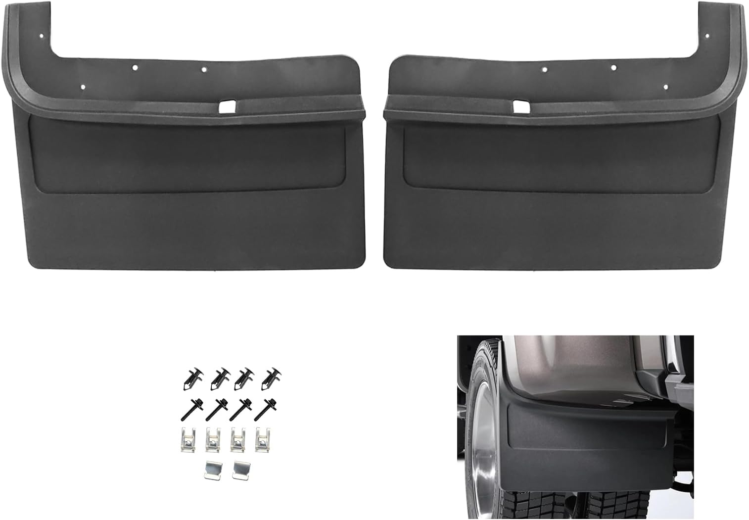 Rear Splash Guard Mud Flap Set Compatible with 2023 2024 2025 2026 F-ord F350 F450 Super Duty Dually Rear Splash Guards Mud Flaps Left & Right