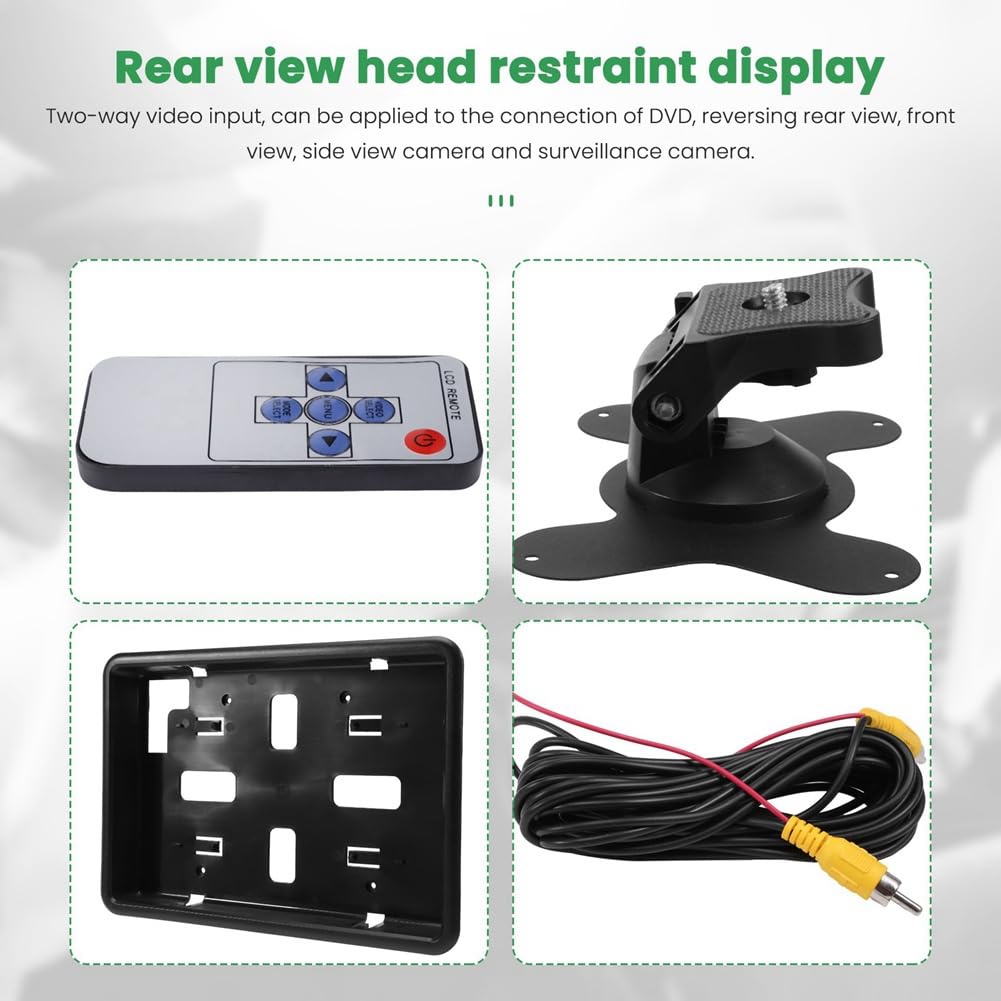 Monitor LCD de 9 Pulgadas para Coche,HD,Compatible con VGA/AV,TV,Reproductor DVD,CáMara de VisióN Trasera,Monitor para Reposacabezas, de VisióN Trasera de Aparcamiento