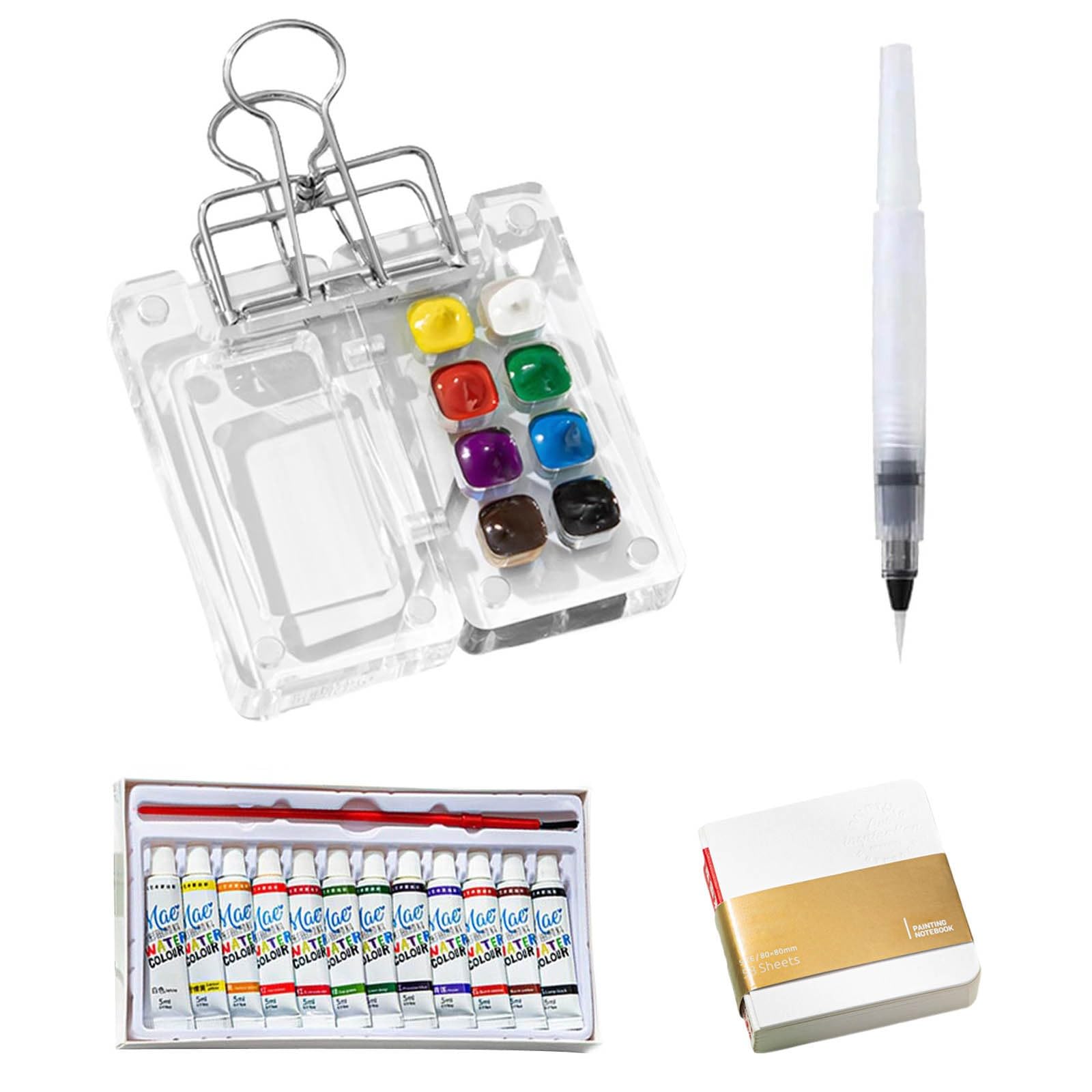 TOBIOS Small Watercolor Kit - Ensemble Aquarelle De Voyage Avec Palette, Pinceau Et Carnet De Croquis