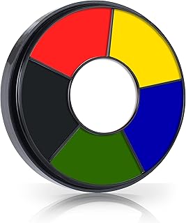 Go Ho White Black Red Yellow Blue Green Face Body Paint for Halloween SFX Make up,6 Colors Face Paint Wheel for Special Effects,Zombie Vampire Skeleton Halloween Costume Clown Makeup Body Paint