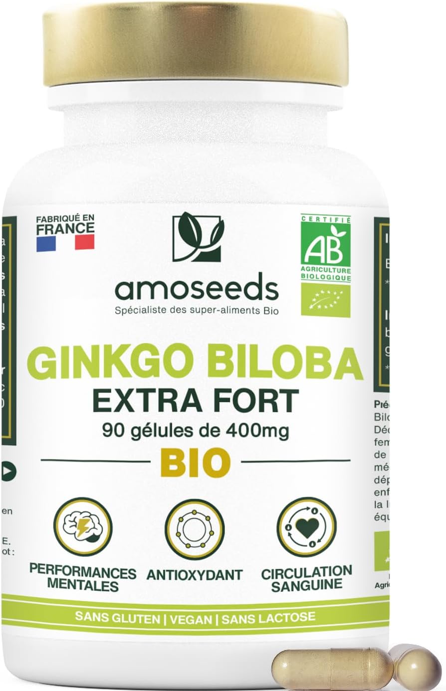 Ginkgo Biloba BIO | Extra Strong, 4560mg per day | Cognitive Stimulant, Memory, Blood Circulation | 90 Vegan Capsules | Top Quality