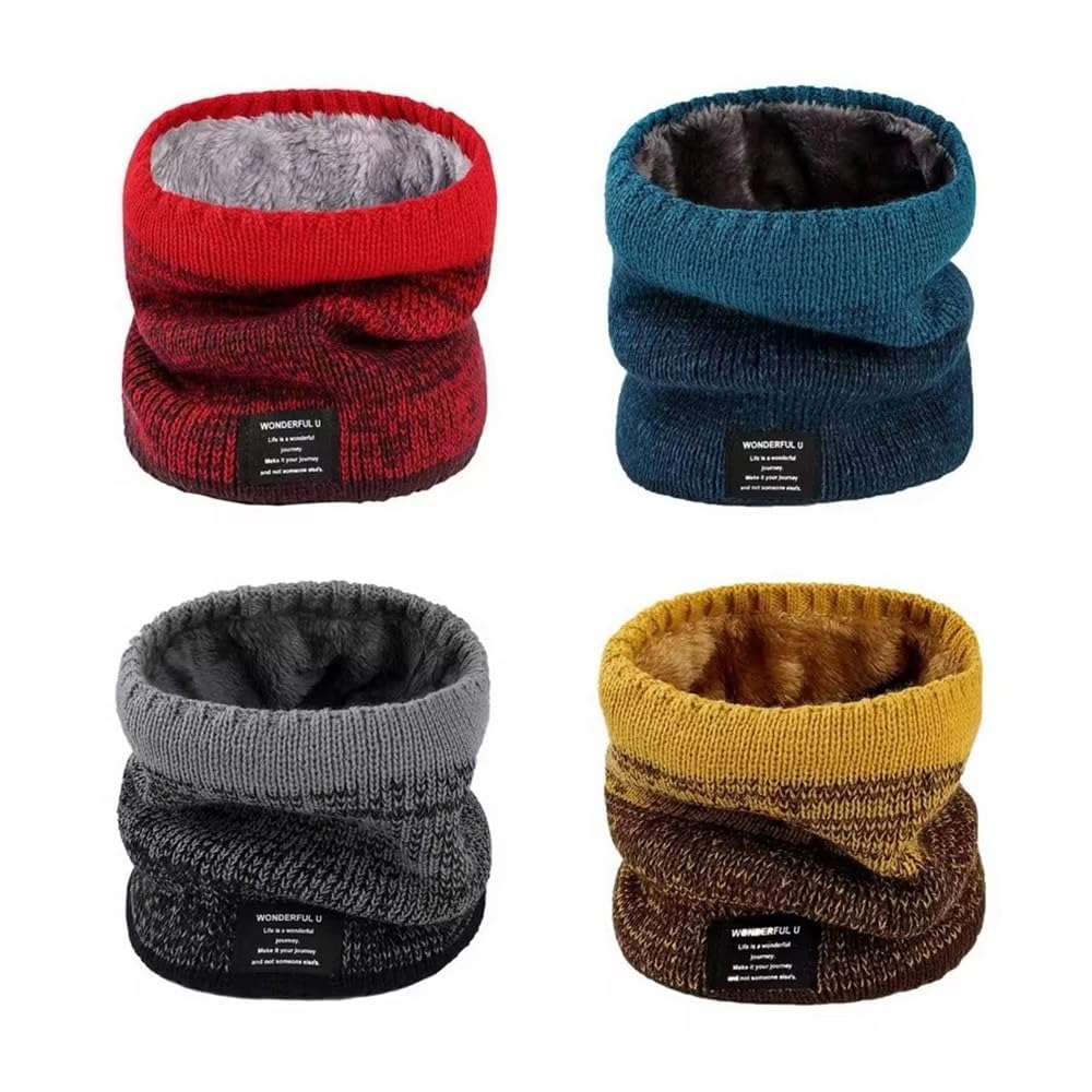 Winterschal für Herren, Fleece-Ring, Bandana, gestrickt, warm, solider Schal, Damen, Halswärmer, dickes Kaschmir, heißes Taschentuch, Skimaske
