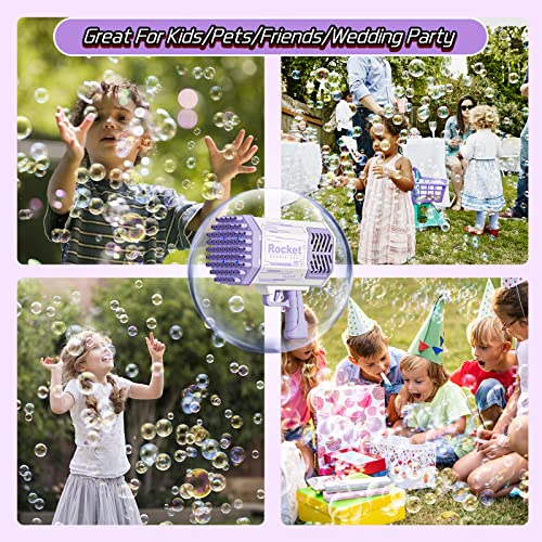 Bubble Gun Rocket Bubbles Machine With Lights/Bubble Solution, Bazooka 69 Holes Bubbles Machine Kids Toys For Boys Girls Age 3+ Years Old,Summer Toy Gifts For Children Adult Birthday Wedding Party #TOP4