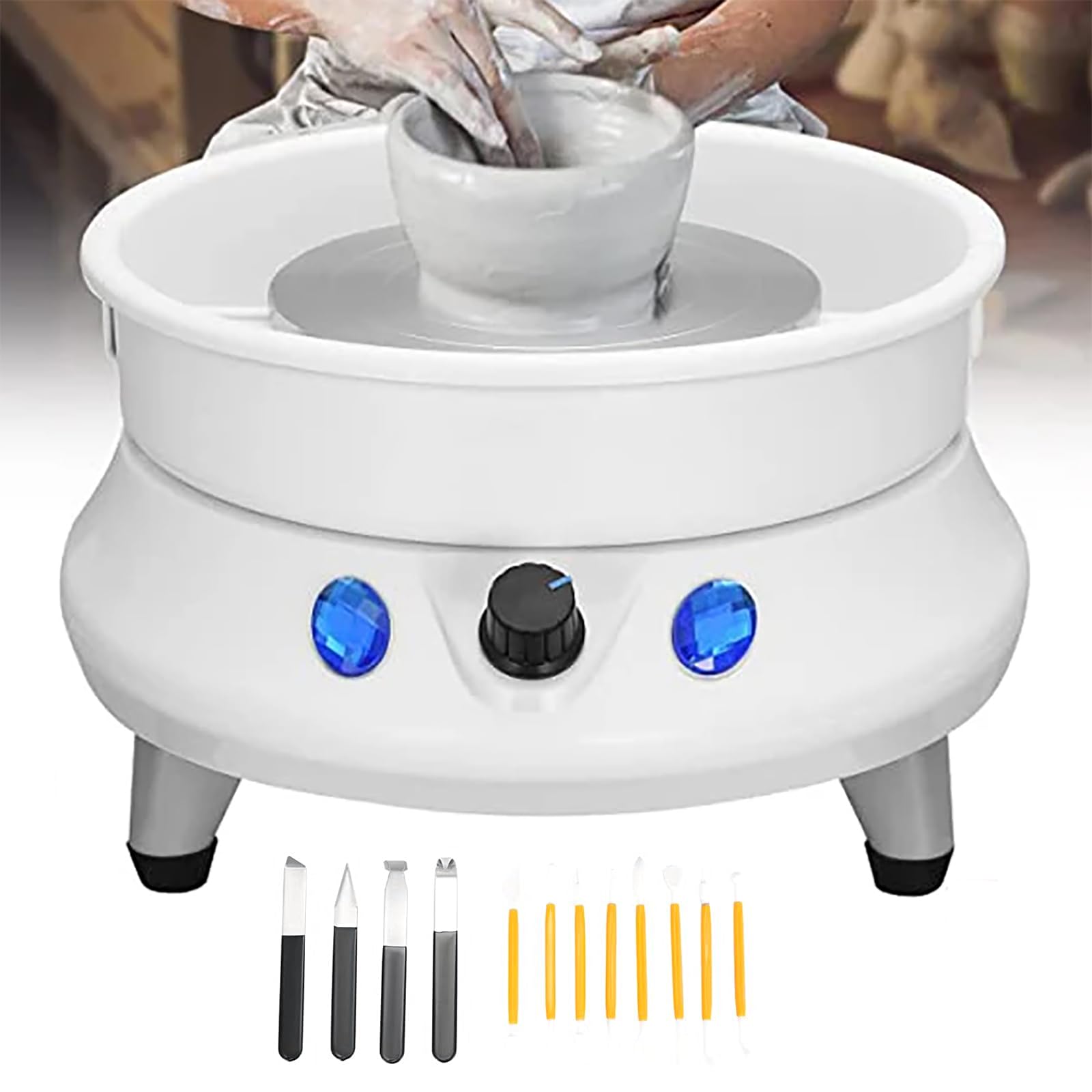 Koło garncarskie 13 cm do formowania gliny, regulowana prędkość 0-200 obr./min, podwójny obrót, obsługuje obciążenie gliny 1 kg, do ceramicznego rzemiosła artystycznego