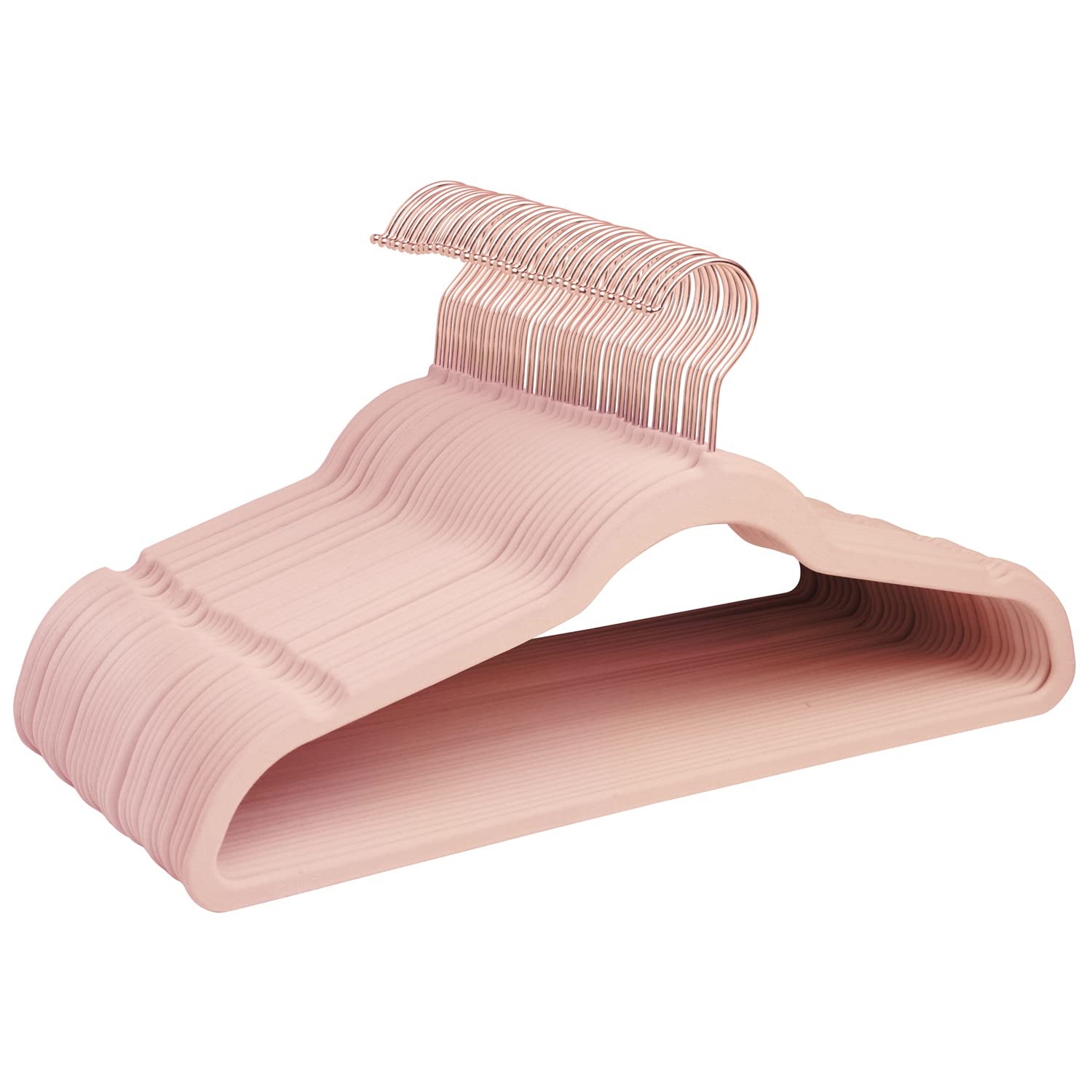 ManGotree Ultra-Thin Velvet Hangers 36 Pack, Non-Slip Felt Hangers with 360 Swivel Rose Gold Hook, Sturdy & Durable Clothes Hangers for Coats, Sweaters, Suits, Jackets, Pants (Pink)