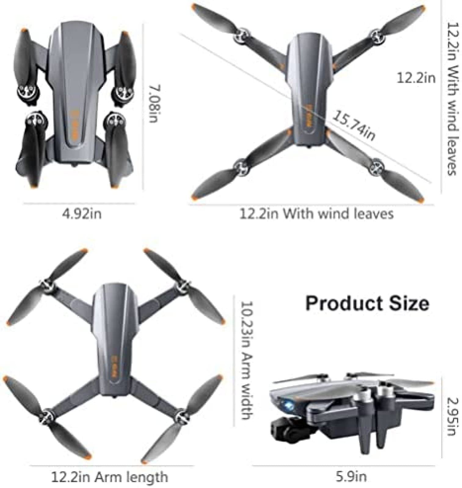 Drony GPS 5 GHz WiFi FPV, mini dron z kamerą 8K HD, składany dron z 3-osiowym gimbalem, dron GPS z silnikiem bezszczotkowym, optyczne pozycjonowanie przepływu, tryb bezgłowy, pomarańczowy