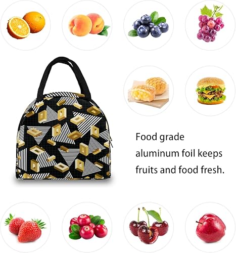 Miniatura 7 de Gold Black White Lunch Bag Insulated Lunch Box for Men Women Lunch Tote Bag Leakproof Meal Prep Bag Cute Lunchbag Lunchbox Abstract Lunch Bags for
