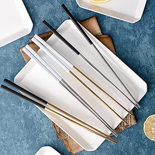 cuton 箸 2膳 セット 4膳 セット 18-8 ステンレス鋼 クチポール風 食洗機対応 四角 来客用 業務用 レストラン用 家庭用 滑り止め はし 2名 4名 用 (ホワイトゴールド, 4膳セット) 7枚目