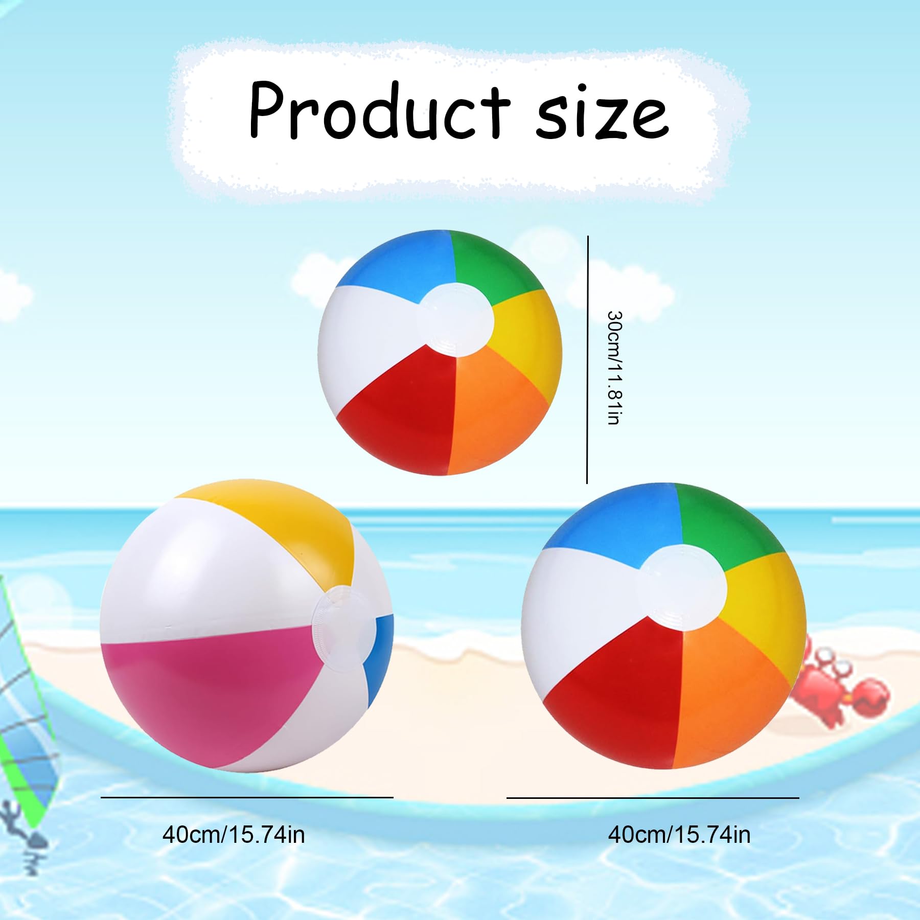 6 Pièces Ballon de Plage Gonflable, Coloré Ballon Gonflable Piscine, Enfants et Adultes, pour Jouets de Plage, Cadeaux de Fête, Activités d'été en Plein Air Fête à la Plage