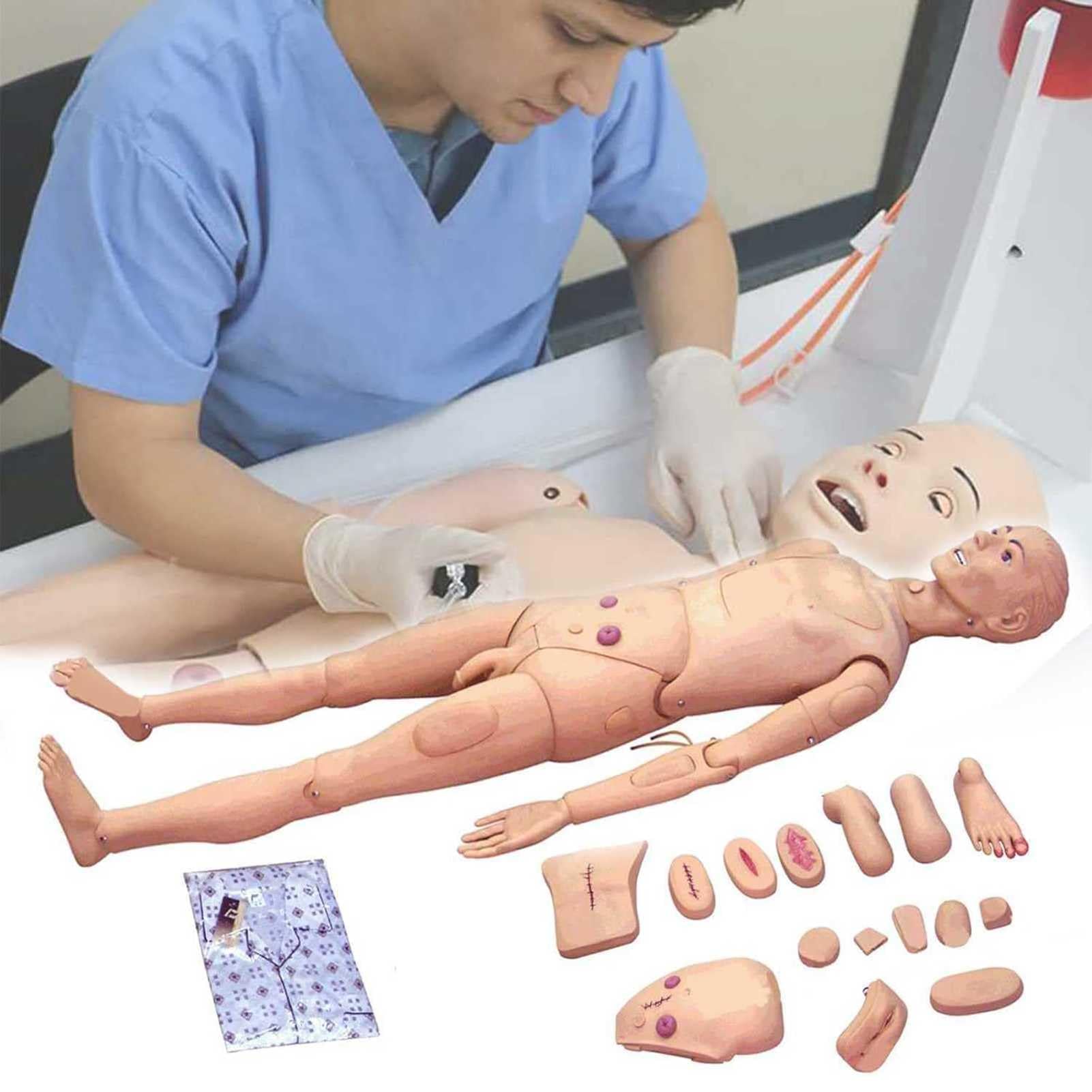 DFEDHF Patient Care Manikin Full Body 170Cm Life Size Demonstration Human Manikin Training CPR Simulator Basic Geri Nursing Skills Education