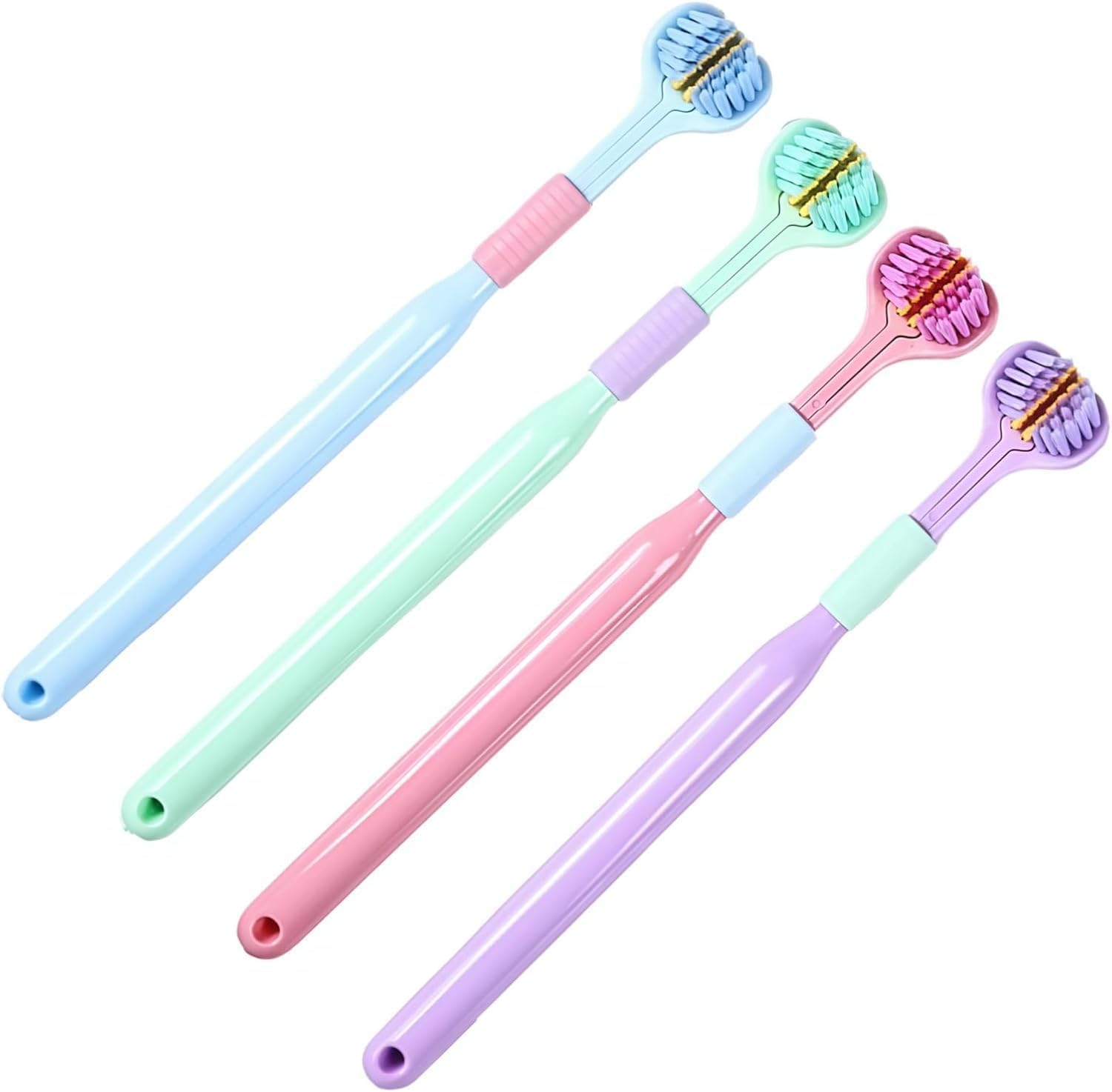 4 Pcs 3-Sided Toothbrush Soft Bristle Toothbrush for Comprehensive Care of Teeth and Gums Oral Care for Adults