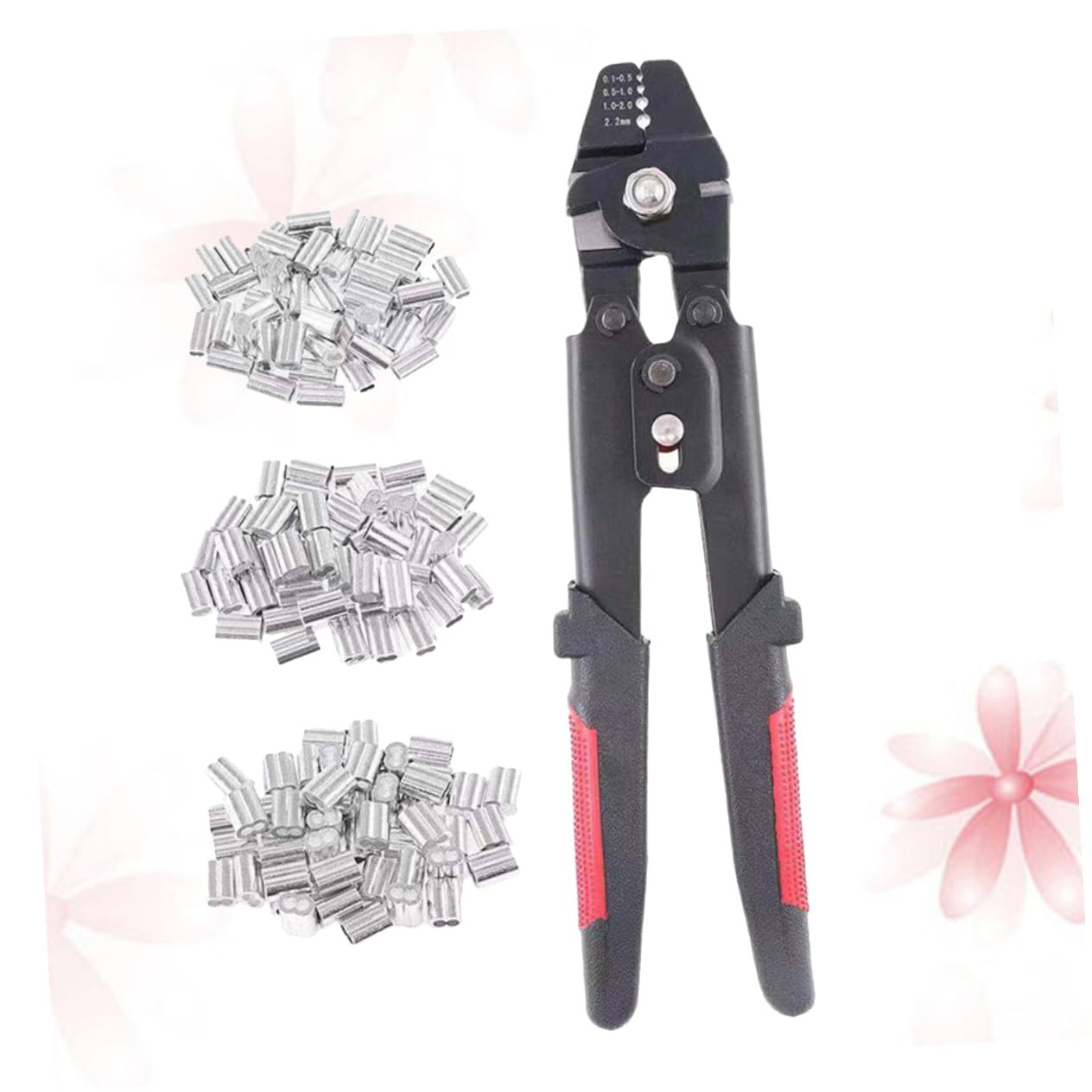 Pinza Crimpatrice con Meccanismo Autobloccante e Preciso Include 180 Manicotti in Alluminio in Acciaio al Carbonio per Corde per Attrezzi Pesca Professionali