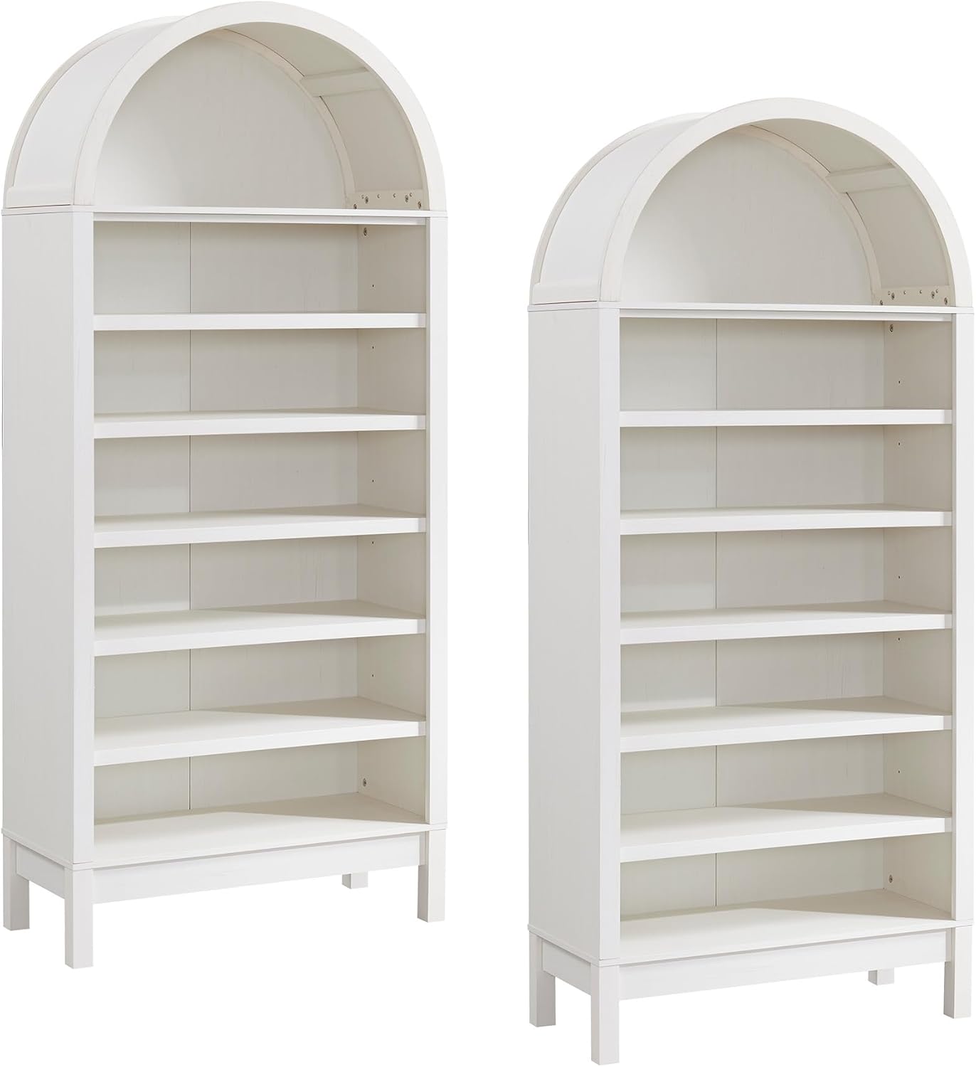 71" Tall Arched Bookshelf Set of 2, 8 Tiers Arch Bookcase with Storage, Modern Farmhouse Book Shelf with Adjustable Shelves, Wood Bookshelf w/Open Display Shelves for Living Room, Office-Natural