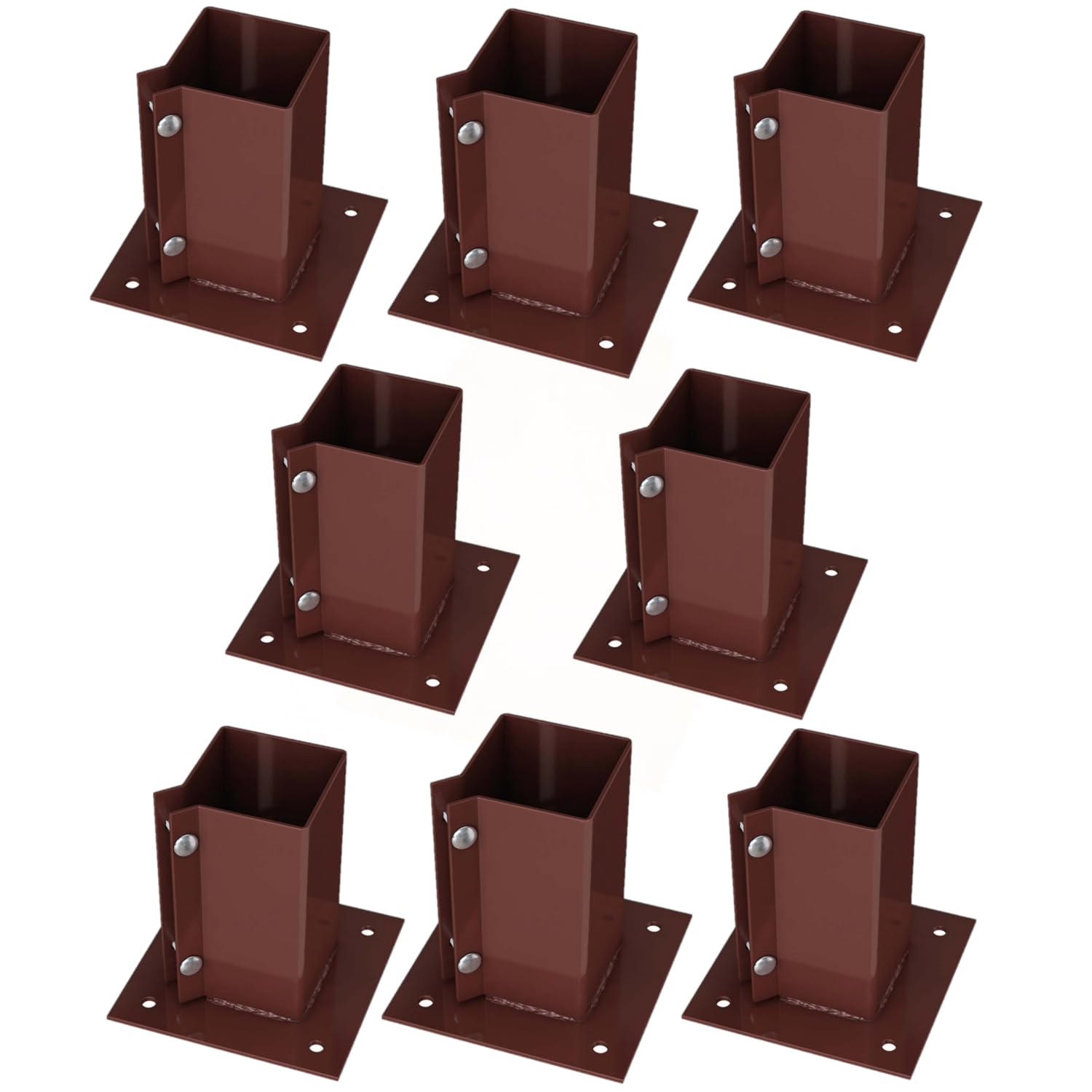 Silver Star® Heavy Duty Steel Bolt Down Fence Post Holder/Support Base (8 Pack (75x75mm))