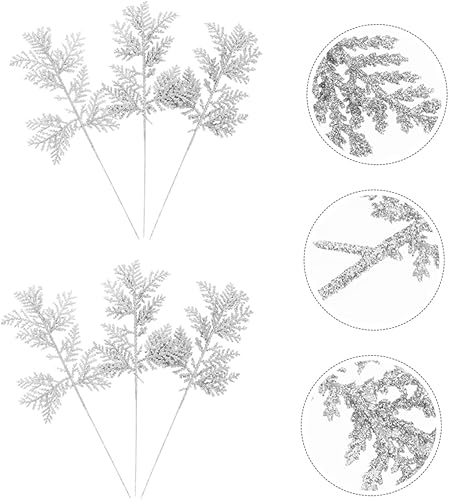 Miniatura 2 de NOLITOY 6pcs Personalized Home Decor Nomes Decorations Christmas Fake Plant Christmas Decorations Glitter Leaf Decor DIY Craft Plant Decors Flash