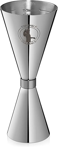 Miniatura 6 de Jigger japonés doble jigger 2oz 1oz cóctel jigger con medidas en el interior para obtener vertidos precisos, plata, 5 pulgadas