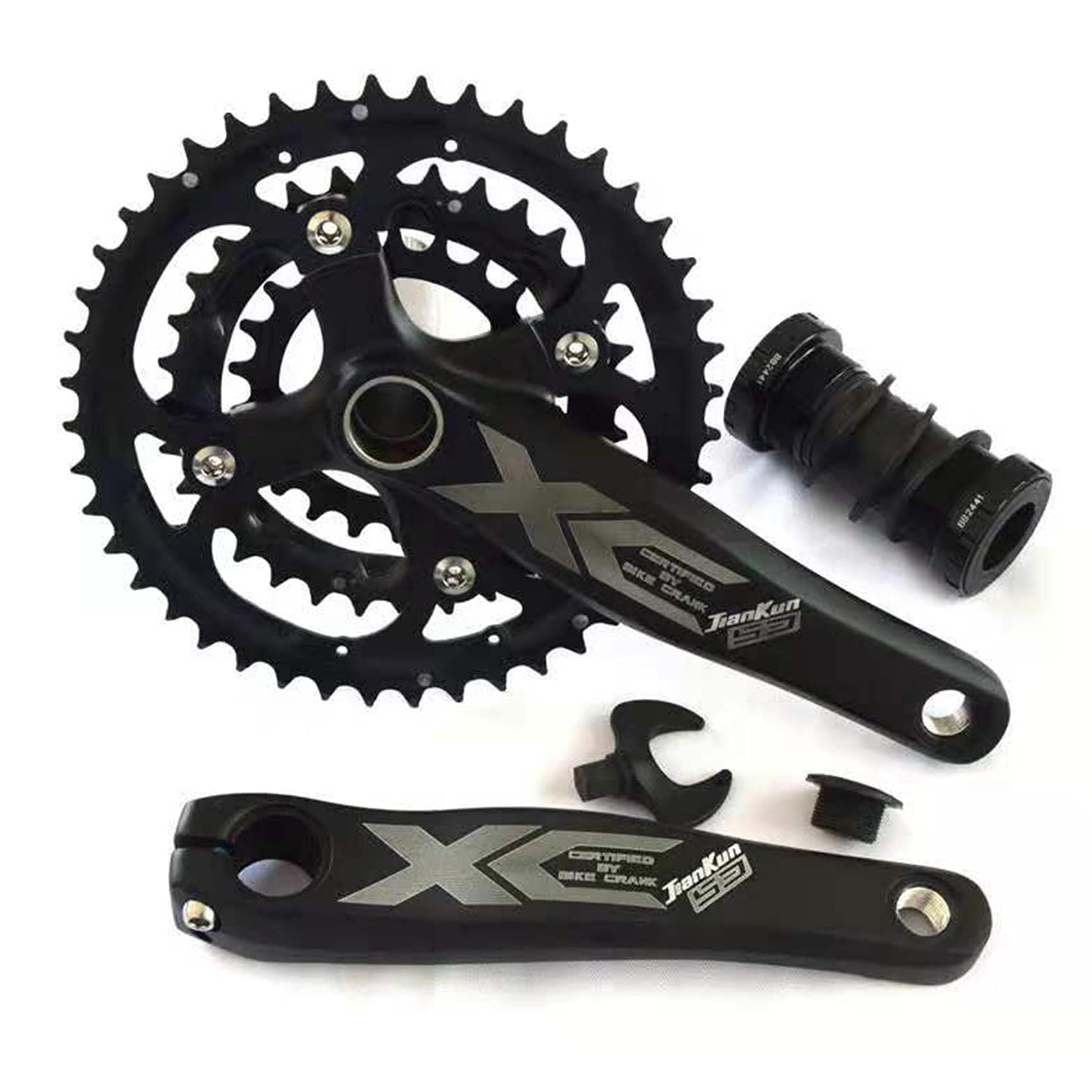 ENGWE MTB Juego de bielas para bicicleta de montaña de 27 velocidades, plato hueco integrado, piñón rojo
