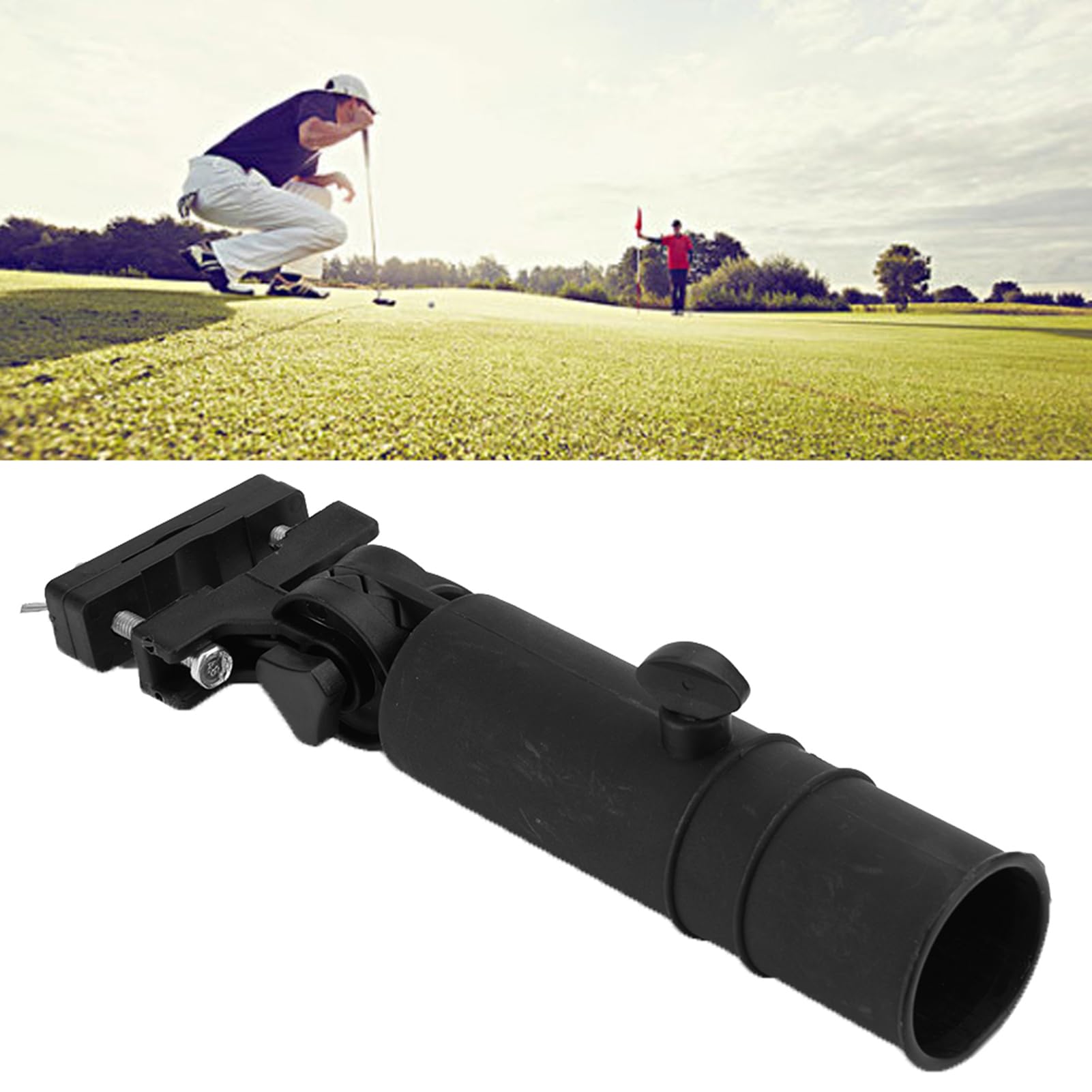 Soporte para Paraguas de Golf, Ajustable, Negro, Resistente, Fácil de Instalar, Portátil para Carrito de Golf, para Viajes y Deportes al Aire