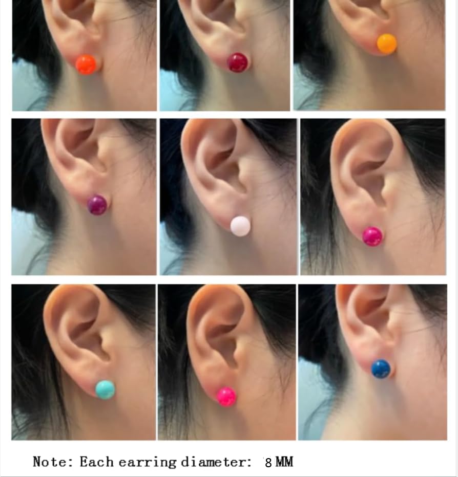 8mm 10 pairs colors Assorted Mixed Imitation Round Pearl Earrings Studs Holiday gifts for Women and girls2