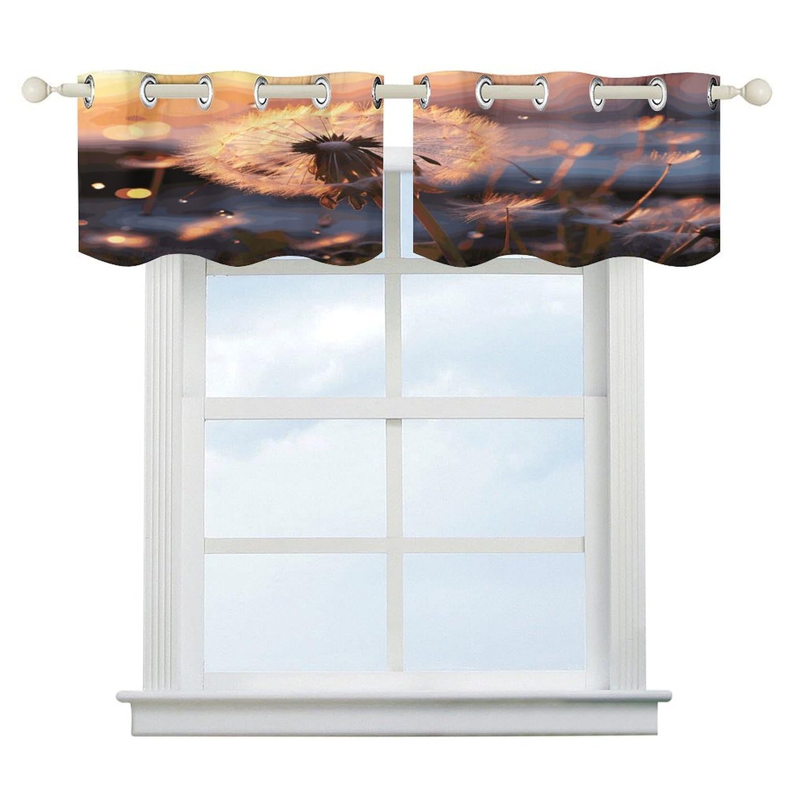 Fekiloot Style Dandelion Flower Short Curtains Valance Curtain