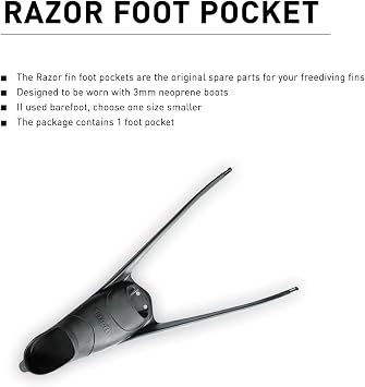 Mares Razor Foot Pocket Compatible with Mares Spearfishing Freediving Swimming Fin Blades, Sold Individually