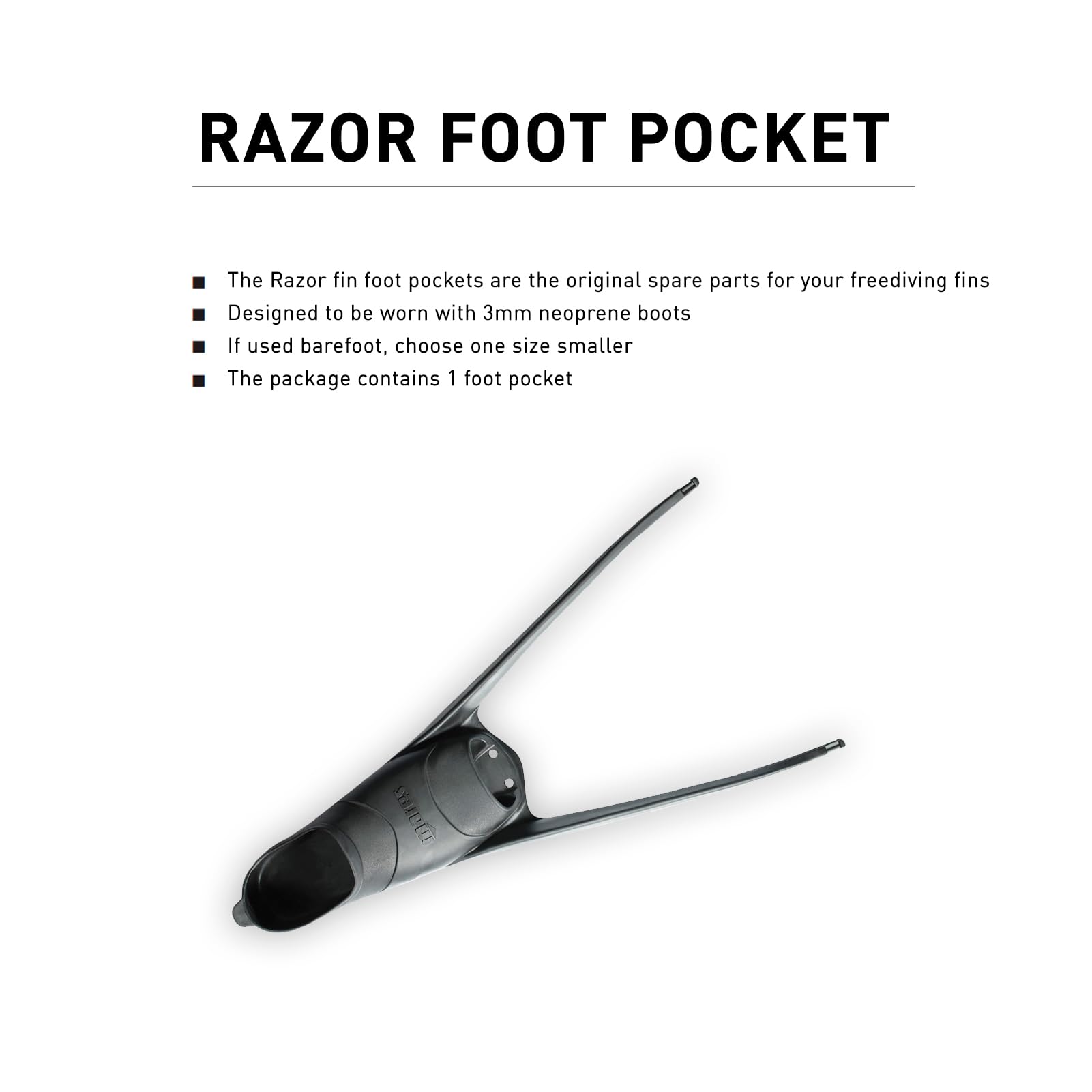Mares Razor Foot Pocket Compatible with Mares Spearfishing Freediving Swimming Fin Blades, Sold Individually - 47-48